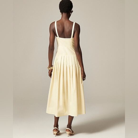 J Crew Pleated drop-waist dress in crinkle cotton blend in natural Size 8 - Picture 12 of 12